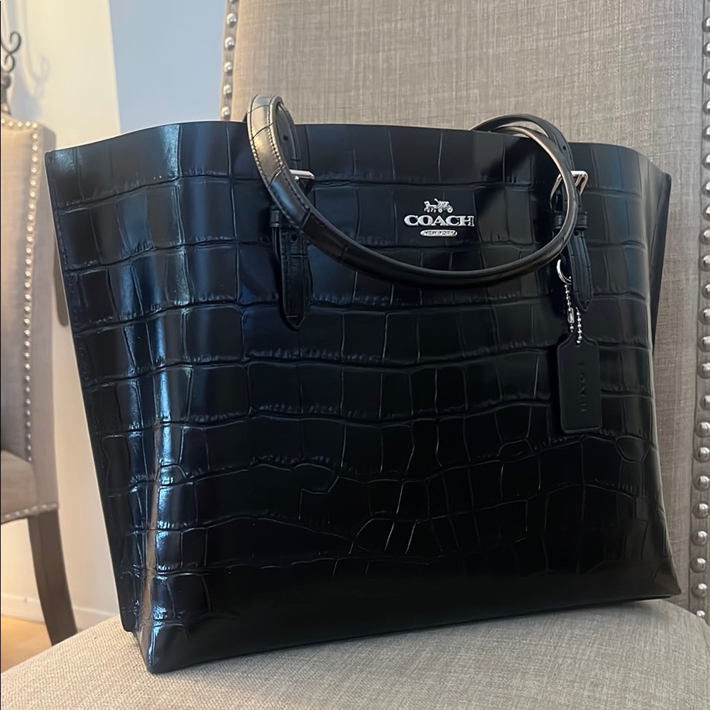 Coach Black Croc-Embossed Tote